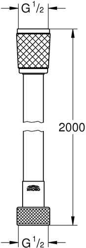  מידות 27173001 GROHE | צינור מזלף לערכת מקלחת גרואה VITALIO FLEX | אורך 200 ס