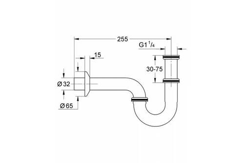 מידות 28947000 GROHE | סיפון P לכיור גרואה | 