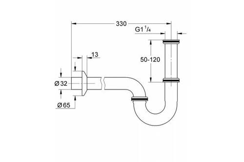 מידות 28961000 GROHE | סיפון P לבידה גרואה | 