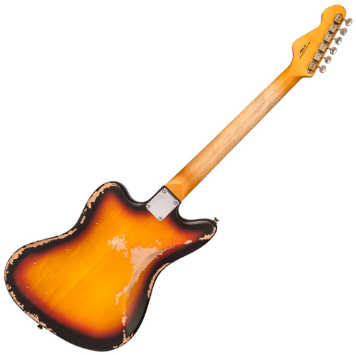 זוית נוספת Vintage V65 ICON Vibrato Electric Guitar - Distressed Tobacco Sunburst