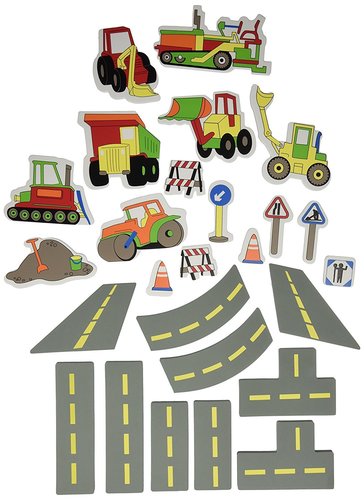 סט דמויות להתאמה ומשחק באמבטיה - כלי עבודה וכבישים 26 חלקים