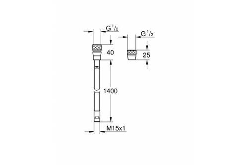 46174000 GROHE | צינור מתכת לברז נשלף גרואה למיקסרים לכיור | 140 ס