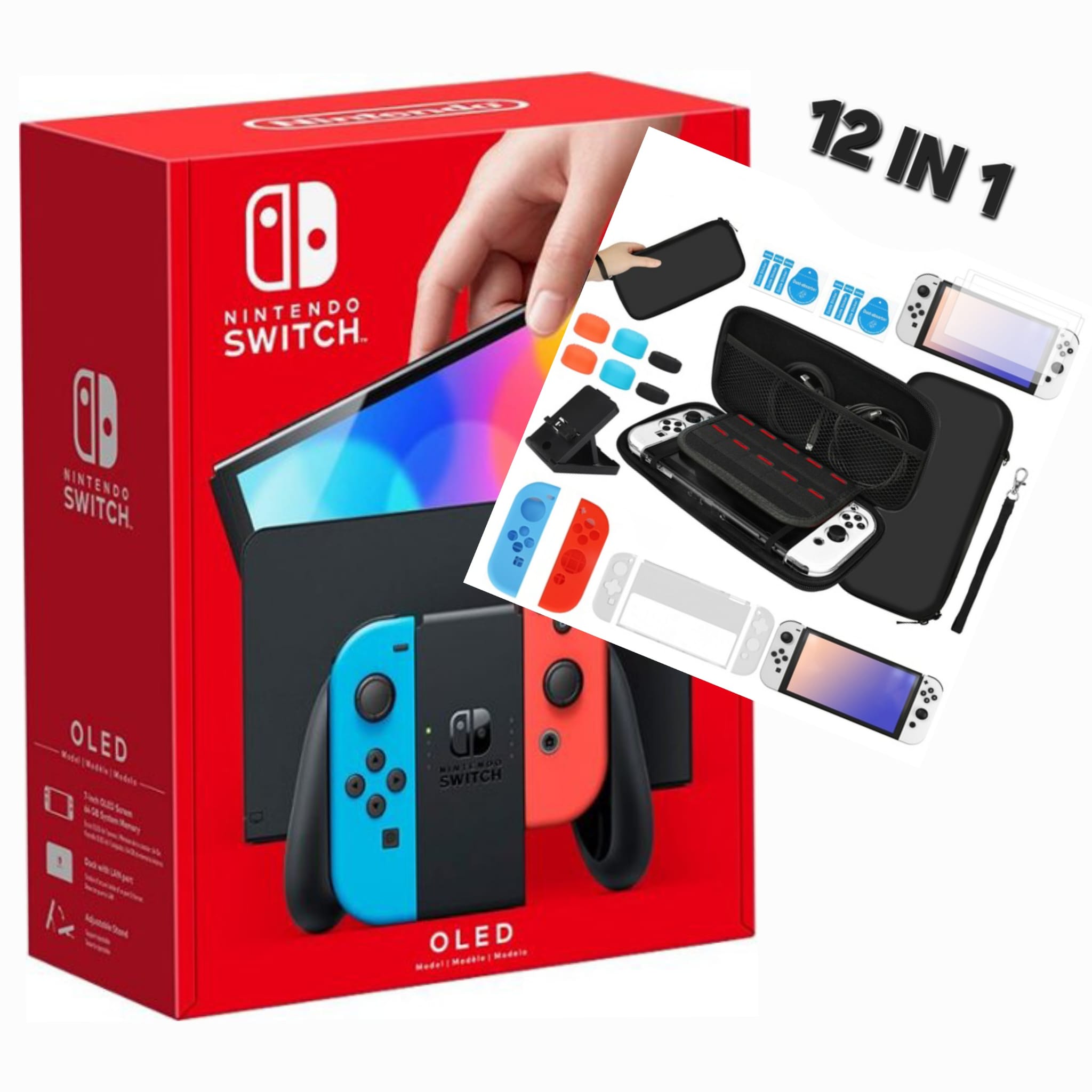 NINTENDO SWITCH OLED 64GB - NEON + 12IN1