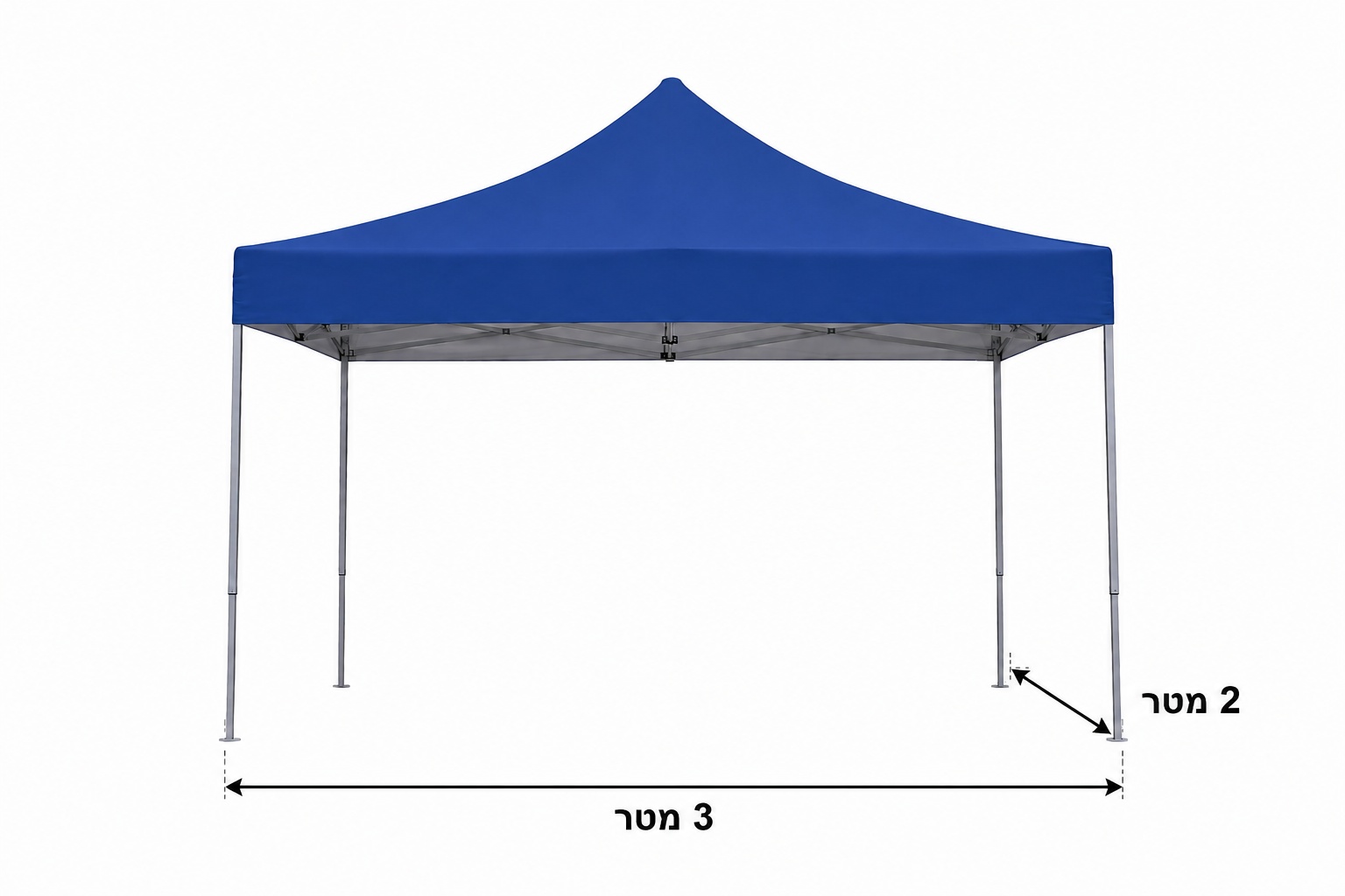 גזיבו מתקפל 2X3 כחול / לבן ממתכת M-25