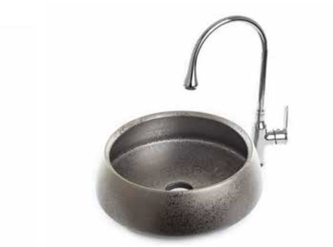 כיור חרס מונח עגול ניקל כסוף