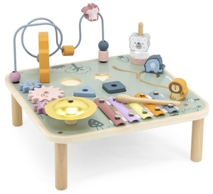 שולחן פעילות מוזיקאלי אינטרקטיבי מעץ עם מבוך חרוזים, קסילופון ומגוון פעילויות מסדרת דב קוטב