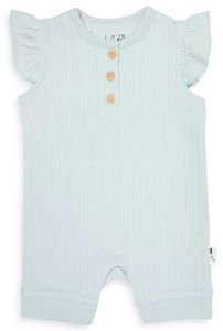 אוברול לתינוק עם שרוול קצר מלמלה פוינטל 100% כותנה - 3-6 תכלת