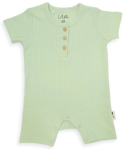 אוברול לתינוק עם שרוול קצר פוינטל 100% כותנה - 3-6 ירוק