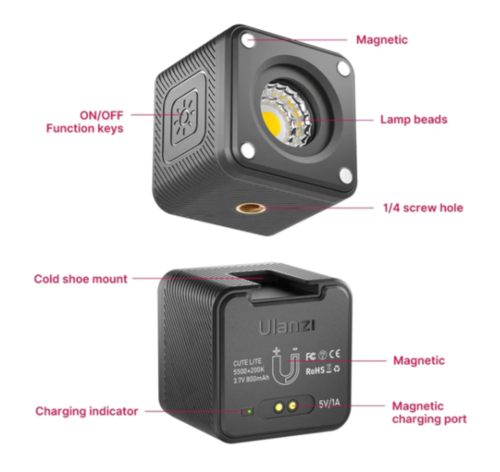 פנס ulanzi 2172 l2 waterproof cube led