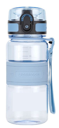 בקבוק שתיה uzspace תכלת שקוף 350 מ''ל