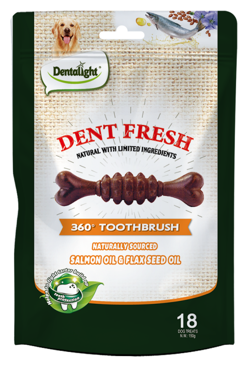 dent fresh - חטיף דנטלי מועשר בשמן סלמון לטיפוח הפרווה 150 גרם
