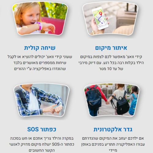 שעון טלפון חכם לילדים קידי ווטש Super GPS 4G עם gps ושיחות וידאו - ורוד