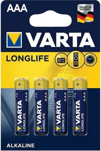 רביעיית סוללות AAA סוללות אלקליין, Varta