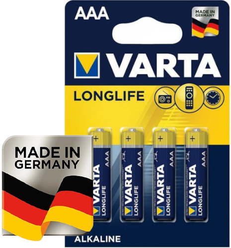 רביעיית סוללות AAA סוללות אלקליין, Varta