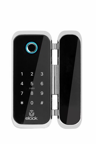 מנעול לדלת זכוכית עם טביעת אצבע וקודן elock קריסטל