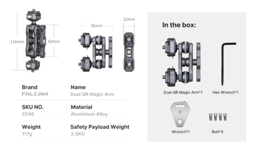 זרוע לכלוב ulanzi F22 Dual Quick Release Magic Arm