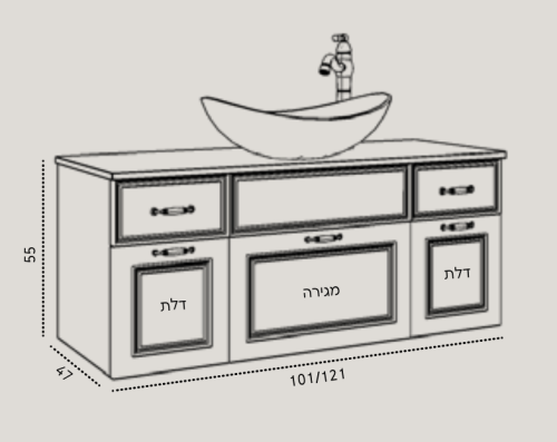 ארון טוסקנה שיש תלוי בגימור שחור מט 100/47
