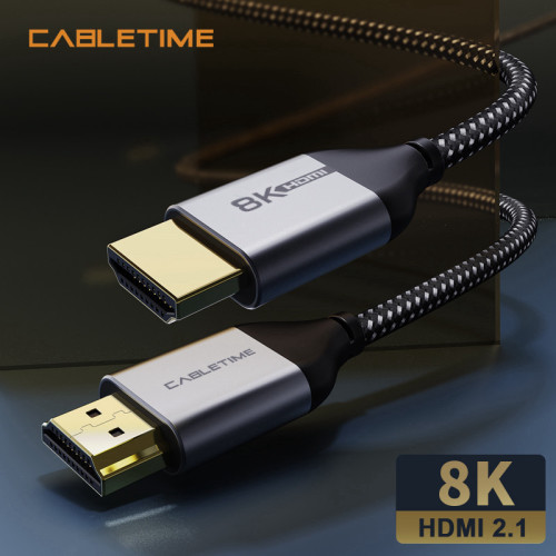 כבל 5 מטר Cabletime  8K Slim HDMI 2.1 Cable HDMI TO HDMI   