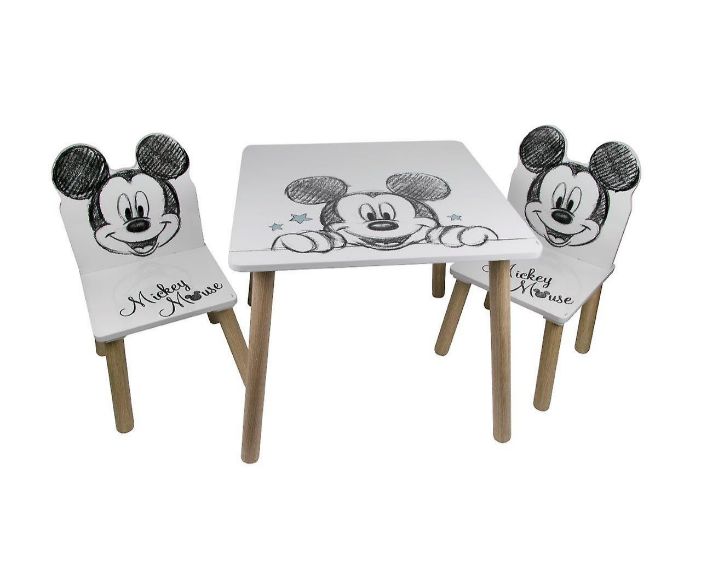 שולחן ו־2 כיסאות עץ מיקי מאוס Disney