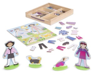 סט הלבשה מגנטי מעץ 2 בובות ו 78 חלקי לבוש - החברות הכי טובות