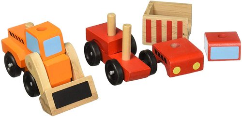 סט 3 רכבי בניה מעץ (מערבל בטון / משאית / שופל) לפירוק והרכבה 