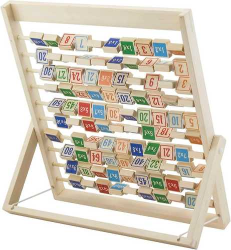 לוח עץ צבעוני ללימוד חשבון לוח הכפל