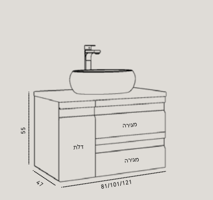 ארון מיכאל תלוי בגימור אפור מט 80/47