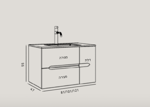 ארון רועי תלוי בגימור אפור מט 100/47