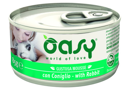 אואסי חתול מעדן ארנבת 85 גרם Oasy Gustosa Mousse Rabbit