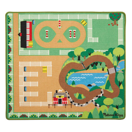 משטח פעילות מצויר + 4 דמויות סוסים - חוות סוסים