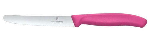 סכין ירקות שוויצרית  משוננת עגולה 10 סמ ורוד VICTORINOX