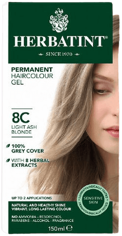הרבטינט | צבע שיער קבוע | על בסיס צמחי | בלונד אפרפר בהיר | 8C