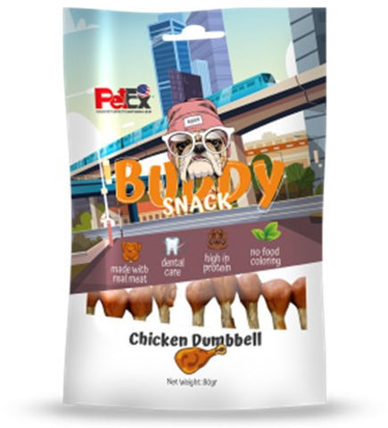 באדי חטיף עוף בצורת דאמבל 80 גרם Buddy Snack Chicken Dumbbell