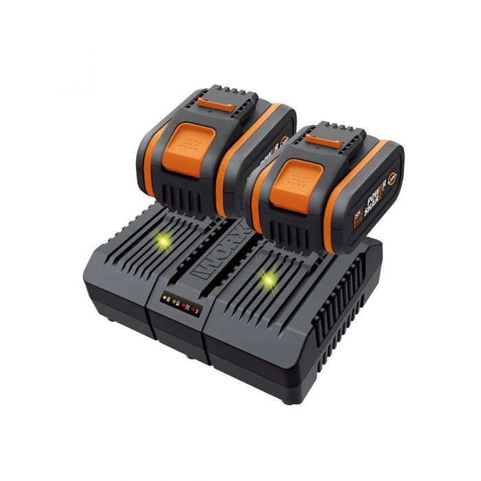 מטען 20V כפול +סוללות 2X4A WA3611