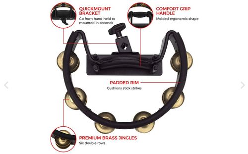 זוית נוספת Pearl PTM10GHXQuickmount Tambourine with Brass Jingles 