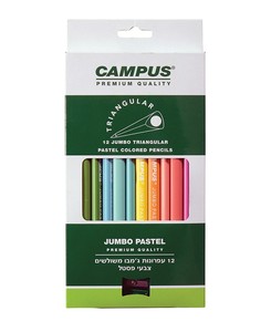 עפרונות צבעוניים עבים ג'מבו פסטל קמפוס - 12 יח' CAMPUS
