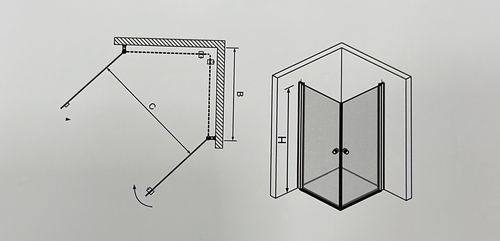 מקלחון פינתי שחור קוביות BLACK CUBE T (79.5-77.5) (87.5-89.5)   