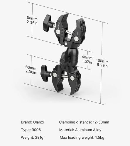 קליפס ulanzi R096 Double Crab Clamp
