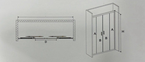 מקלחון חזית הזזה ENTER שחור  מידות 170-200