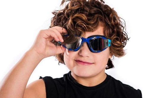 משקפת בריכה מעוצבת לילדים 100% סיליקון עם הגנת UV ומונע אדים - חדר משחקים כחול (גיל 6+) 