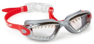 משקפת בריכה מעוצבת לילדים 100% סיליקון עם הגנת UV ומונע אדים - כריש אפור/אדום (גיל 3+) 