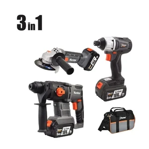 סט 18V אימפקט + משחזת זווית + פטישון HUNTER
