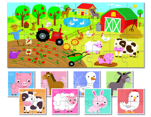 פאזל דו צדדי לקטנטנים 32 חלקים - חווה