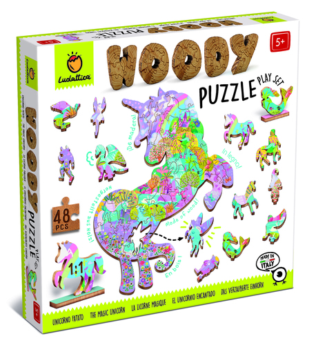 פאזל עץ חד קרן עם דמויות עומדות 48 חלקים