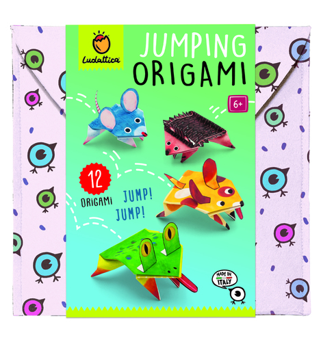 12 גיליונות נייר מודפסים לאוריגמי עם קישוטים - חיות קופצות