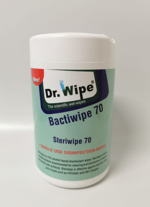 מטליות לחיטוי עם אי.פ.א Bactiwipe 70% - קופסה 160 יח.
