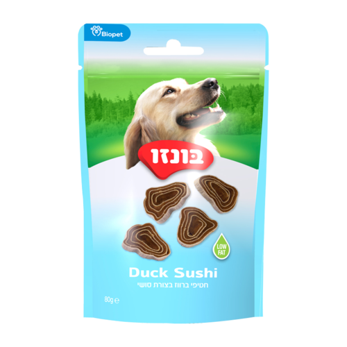 חטיף ברווז בצורת סושי 80 גרם לכלבים