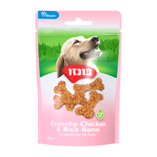 חטיף קראנץ' עוף ואורז 80 גרם לכלבים