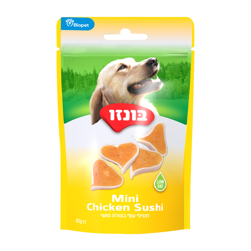חטיף עוף בצורת סושי 80 גרם לכלבים