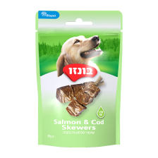 חטיף שיפודי סלמון ודג בקלה 80 גרם לכלבים